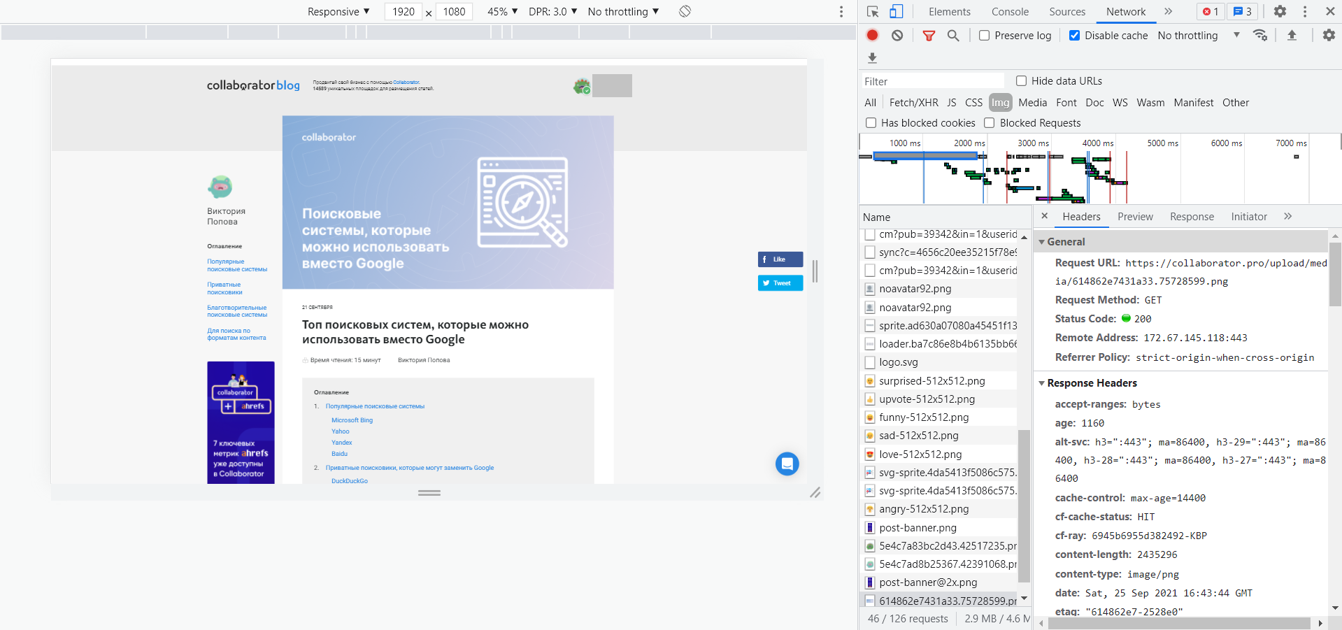Тестирование работы адаптивных изображений