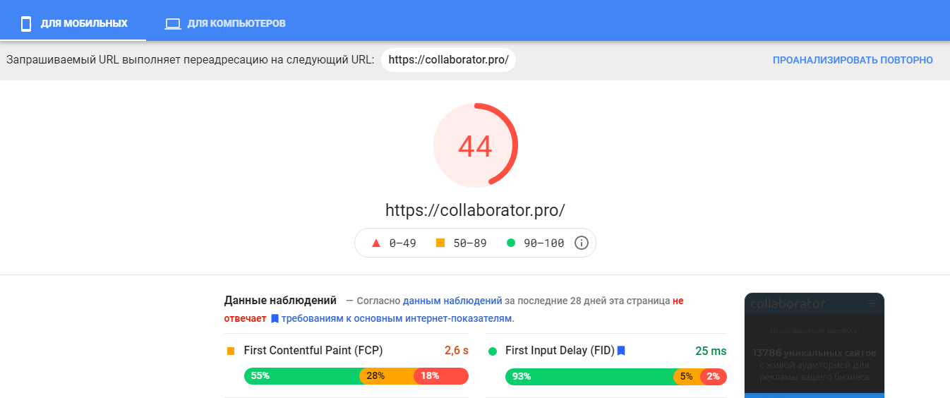 Проверка оптимизации сайта для телефонов. Инструкция